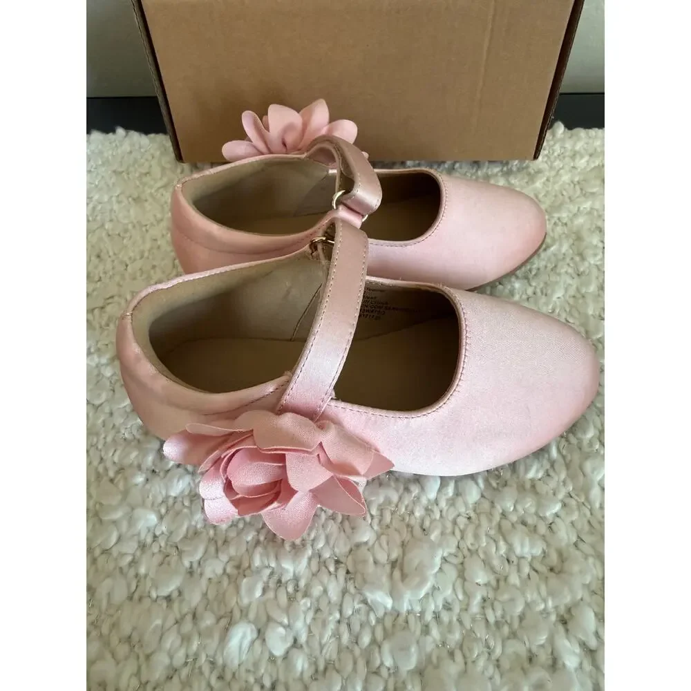 Amazon Essentials Toddler Girls Pink Flower Mary Jane Dress Shoes Size 8